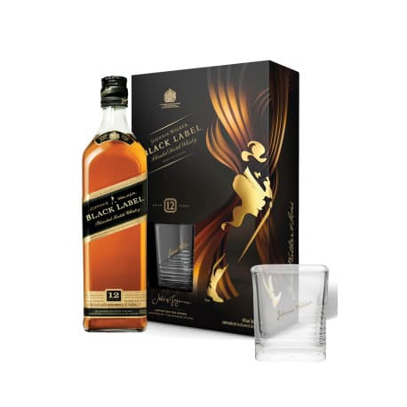JOHNNIE WALKER BLACK LABEL 70CL GB + 2 VERRES
